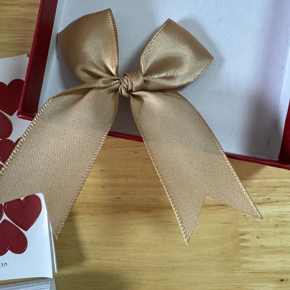 Red Heart Gift Box Set with 60 Mini Envelopes Cards Stickers and Gold Ribbon Bow